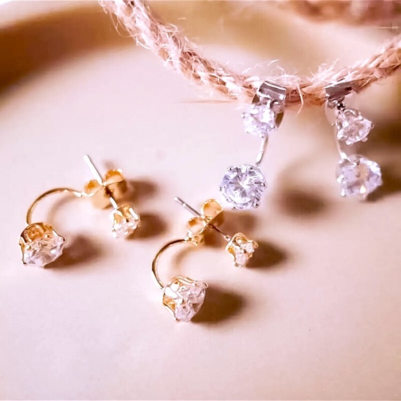 🔵𝟲𝟱%𝗢𝗙𝗙 𝗯𝘂𝗻𝗱𝗹𝗲𝘀 𝟯+🔵 NEW CZ Round Dainty Jacket Earrings - Picture 5 of 9